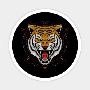 Angry Tiger head illustration Magnet